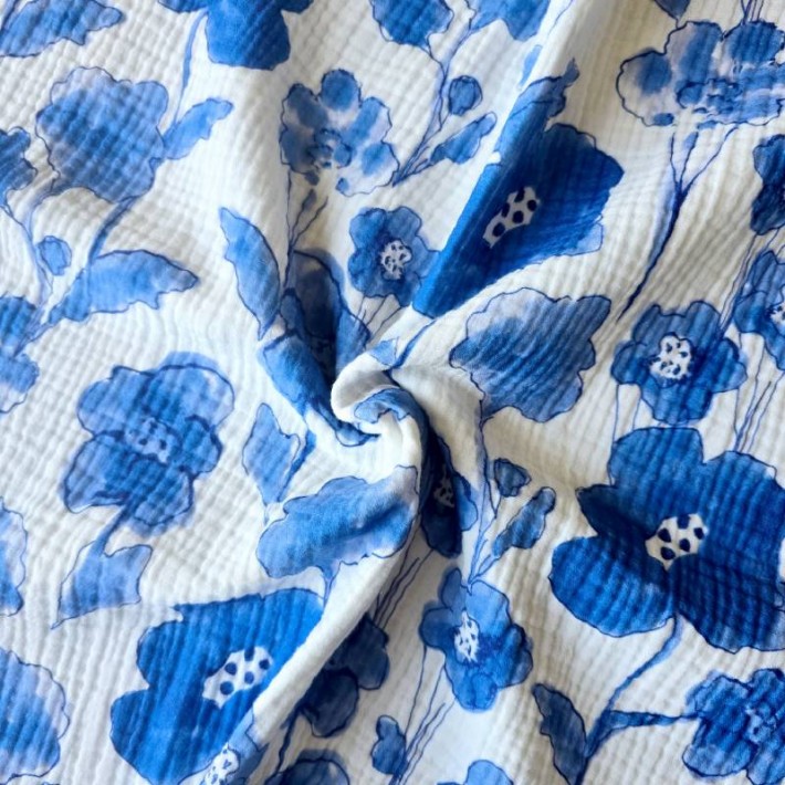 Muślin Druk Kwiaty malowane P035_04